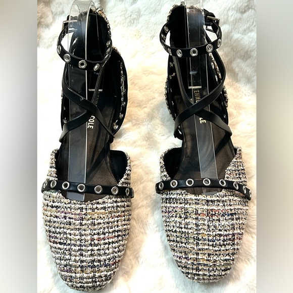 Kenneth Cole Tweed Mason Ballet Flats ankle strap women’s size 5.5M - Picture 3 of 15